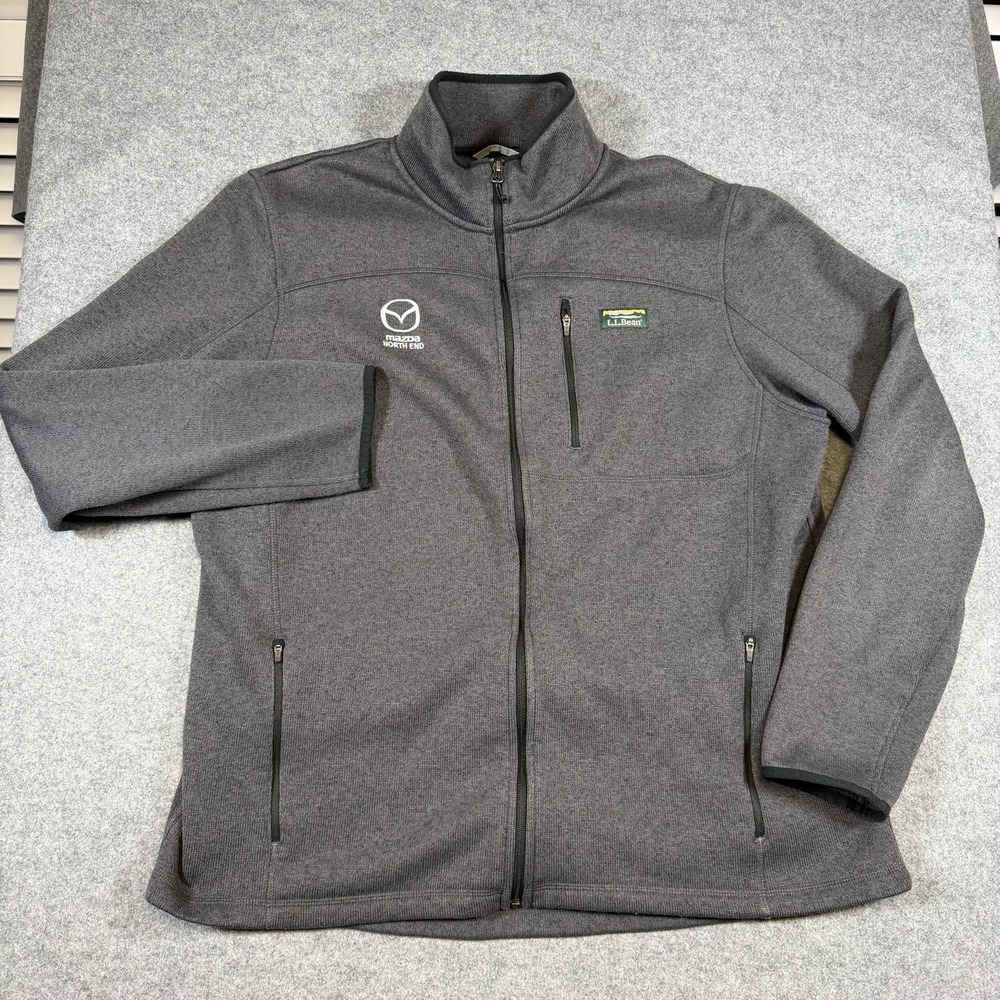 L.L.Bean Jacket Mens 2XL Tall Gray Sweater Fleece Full Zip Mazda North End - Picture 2 of 7